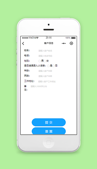 客户信息录入提交微信程序页源码下载